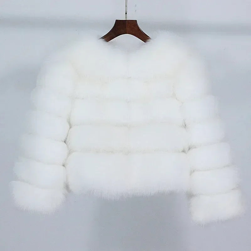 Real Fox Fur Coat Winter Jacket Women O-neck Thick Fashion 2025 & 2026 Natural Fox Fur Raccoon Outerwear Warm Luxury Female Plus Size