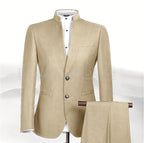 2025 New Style Men Chinese Tunic Collar Bridegroom Suit Formal Wear Dress Slim Fit Mens Suits Groom Wedding Blazer Costume Homme
