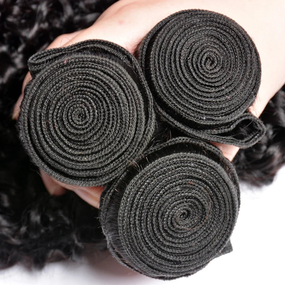 Mongolian Kinky Curly Human Hair Bundles Natural Jerry Curl Remy Hair Weave Bundle Raw Human Hair Extensions 1 3 4 Bundles Deal