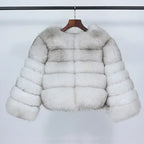 Real Fox Fur Coat Winter Jacket Women O-neck Thick Fashion 2025 & 2026 Natural Fox Fur Raccoon Outerwear Warm Luxury Female Plus Size