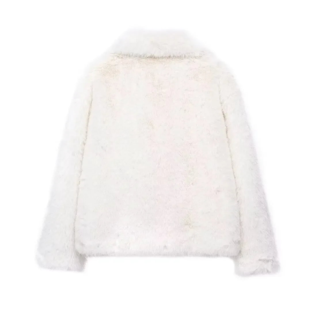 HXAO Winter Faux Fur Coat 2024 Woman New in coats Autumn Fur Plush Fluffy Jacket Warm Red Gray Black White Fur Coat Outerwears
