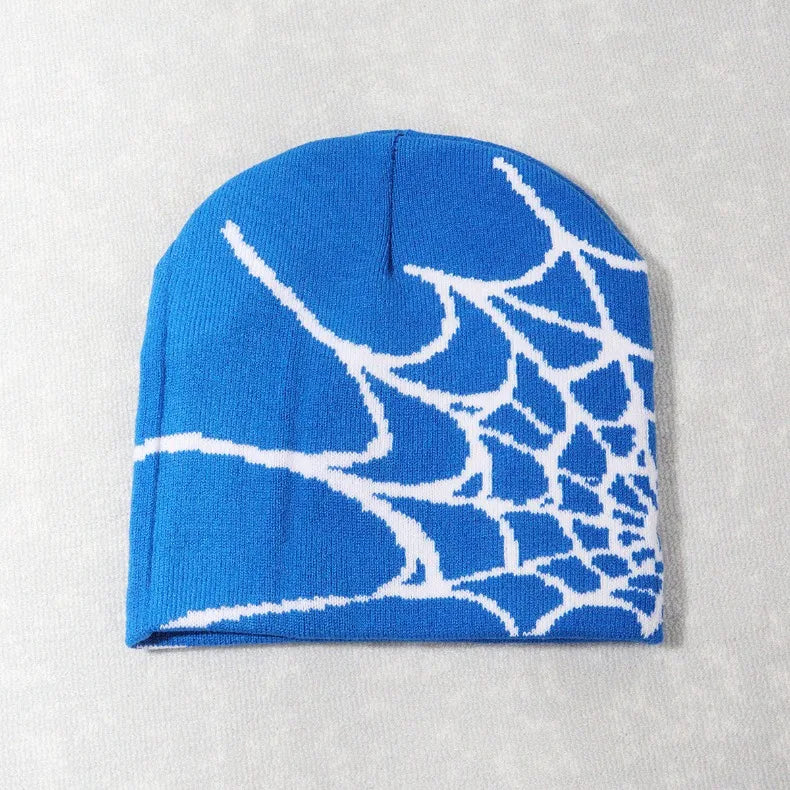 Knitting Spider Web Design Hat Skullies Beanies for Men Women Pullover Pile Cap Y2k Goth Warm Beanie Hats New Hip-hop Street Cap