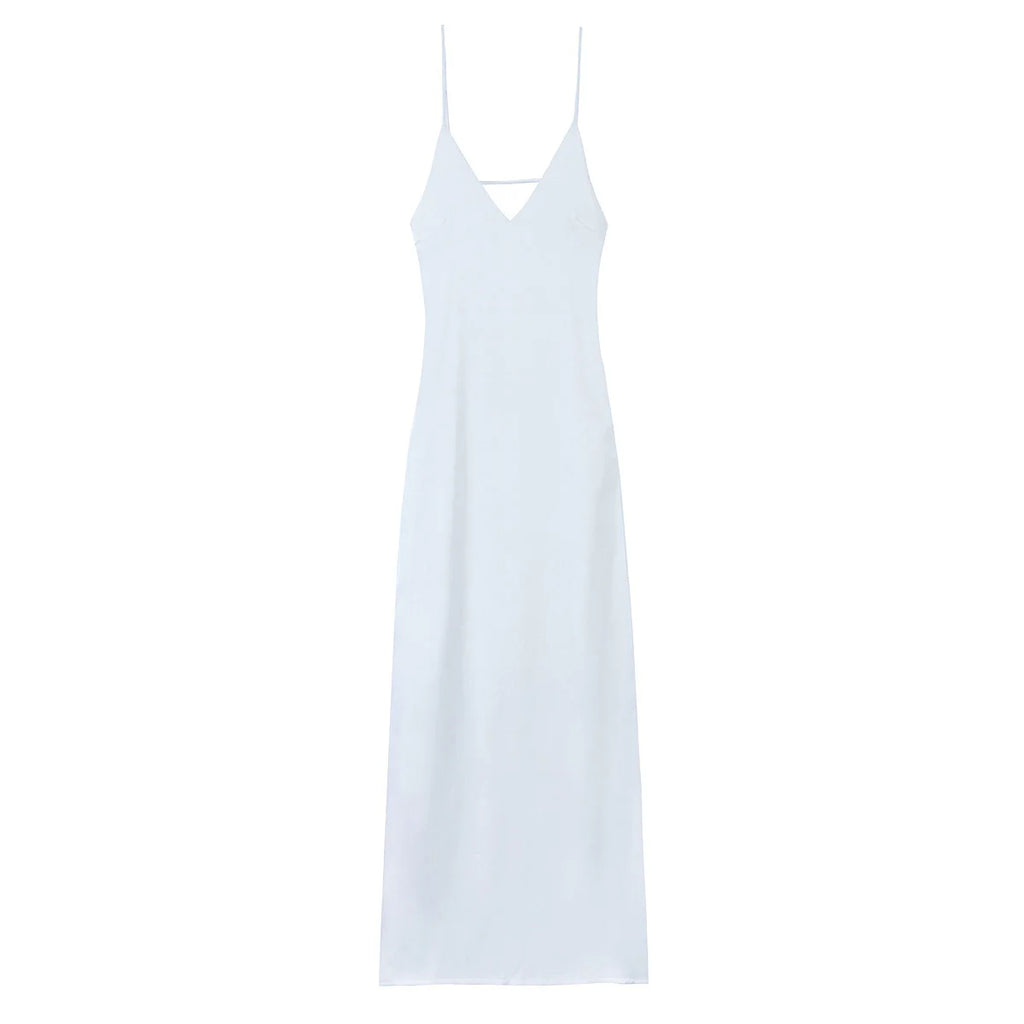 HH Women Summer Yellow Stain V Neck Sling Dress Elegant Sleeveless Loose Maxi Robes 2026 New Ladies Party Holiday Dresses