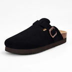 Comwarm Men Suede Clogs Slippers Classic Cork Footbed Mules Women Cozy Fashion Clogs Shoes With Arch Support Men Beach Sandals