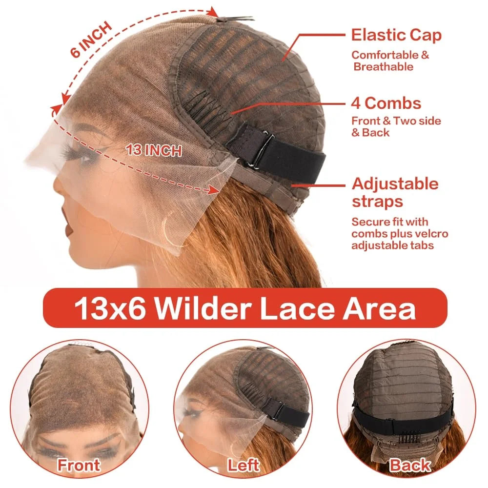 Glueless Pre Plucked Lace Front Human Hair Wigs 30 Inch 13x6 HD Ombre Highlight 4 27 Honey Blonde Deep Wave 250 Density Bouncy Hair For All Occasions