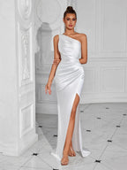 Formal Women's Evening Prom Elegant Party wedding guest  Celebrity Female Satin Maxi Club Wear Cocktail Dresses