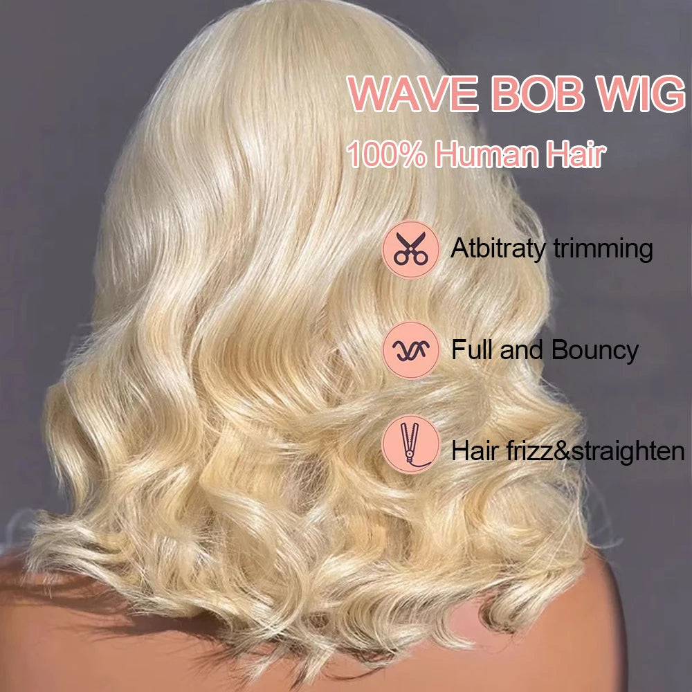 HD Transparent Short Bob 613 Blonde Body Wave 13x6 Lace Front Human Hair Wigs For Women Brazilian Lace Frontal Wig Pre Plucked