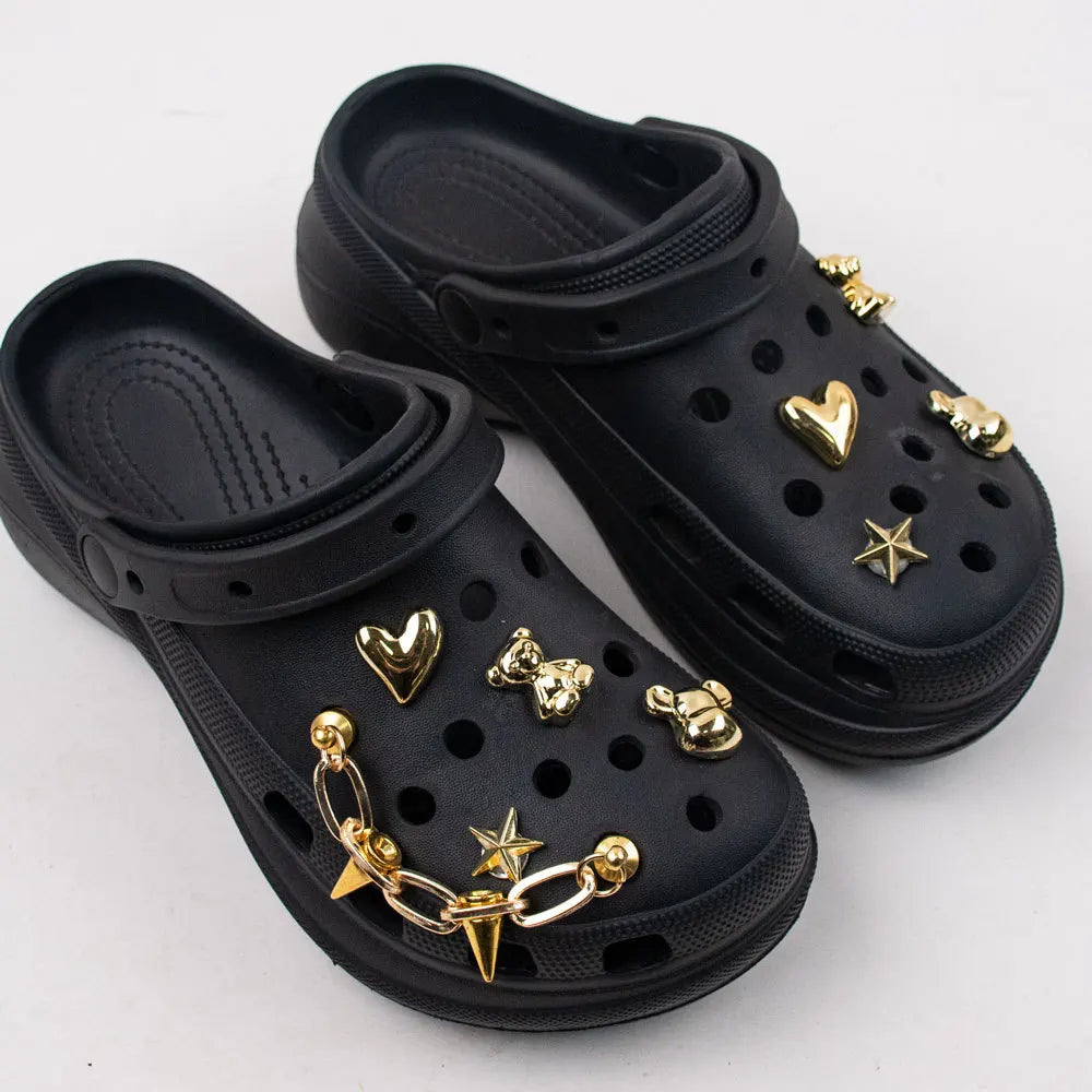 9PCS Summer Fashion Shoe Charms DIY Acrylic Butterfly Cartoon Bear Decoration Buckle for Clogs Shoe Charm Accessories