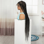 36in Full Lace Cornrow Braided Wigs Synthetic Natural Braiding Hair Wigs Box Braided Lace Wigs with Baby Hair for Black Women