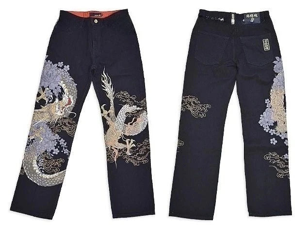 American Japanese Retro Selvedge Jeans Man Y2K High-end Brand Natural Indigo Dip Dyeing Harajuku Mopping Pants
