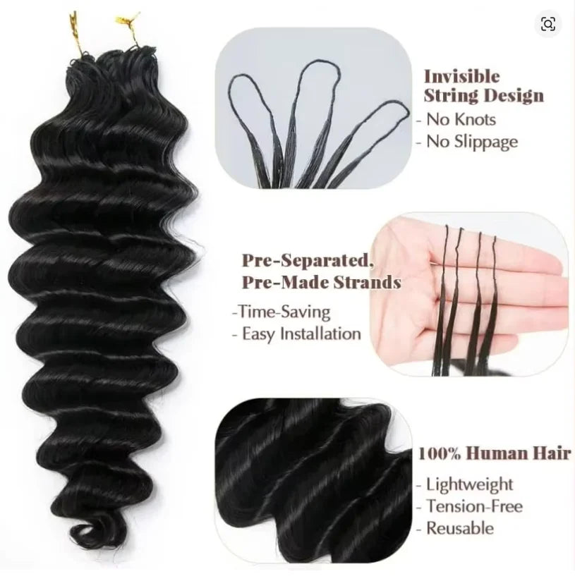 Brazilian Hair Kinky Curly Crochet Braiding Human Hair Deep Wave Crochet Human Hair Extensions Knotless Pre-Separated Crochet