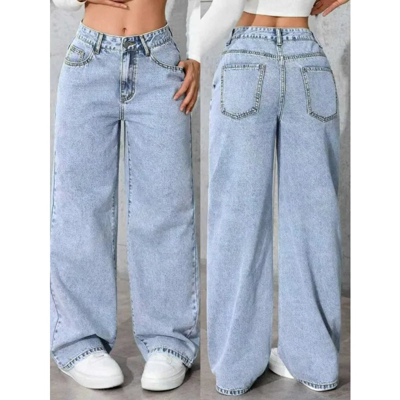 Women Wide Leg Straight Leg Denim Jeans Y2K Autumn Winter 2025/2026 Korean Style Retro Loose Pant Fashion High Street Versatile Jeans Main image