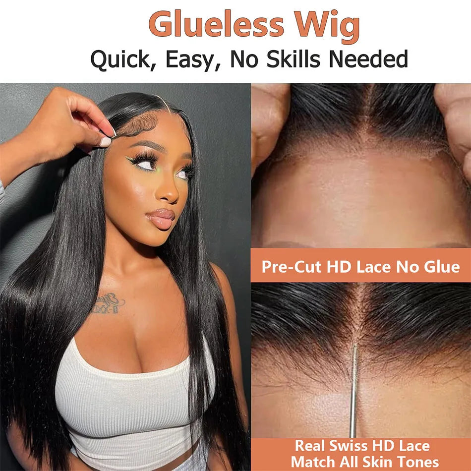 30 Inch Natural Black 360 Lace Front Straight Human Hair Wigs HD Transparant Full Lace 5X5 Glueless Wigs Human Hair Pre Plucked