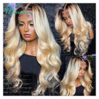 1B 613 Body Wave Human Hair Wig 13x6 Hd Lace Frontal Wig Brazilian 2 Tone Dark Root Ombre Blonde Lace Front Wigs For Black Women