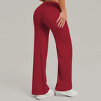 Women's New Pilates Straight Leg Yoga Pants Hip Lifting Tight Fitting Wide Leg Pants Outdoor Sports Running Casual Fitness Pants