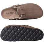 Comwarm Fashion Men's Suede Mules Slippers New Women Clogs Cork Insole Sandals With Arch Support Outdoor Beach Slides Home Shoes
