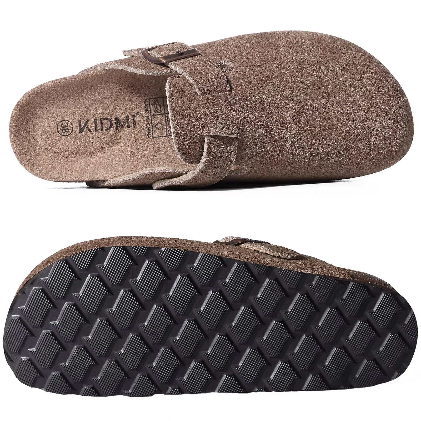 Comwarm Fashion Men's Suede Mules Slippers New Women Clogs Cork Insole Sandals With Arch Support Outdoor Beach Slides Home Shoes Main image