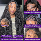 Rose Pink Small Curls Lace Front Wig 13x4 HD Deep Wave Frontal Wig for Women Synthetic Lace Frontal Wig Pre Plucked Daily