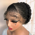 Short Full Lace Braiding Wig Synthetic Cornrow Knotless Box Braided Wigs Natural African Bantu Braids Wig for Black Women
