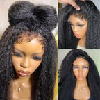 Kinky Straight 13x4 Lace Front Human Hair Wigs For Women Brazilian Bone Colored Straight 5x5 Transparent Lace Frontal CurlyWig