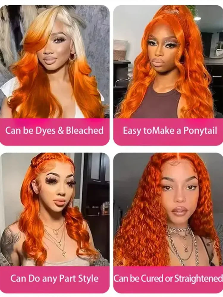 250 Density 30 Inch Body Wave 100% Human Hair - Ginger Color Silky Soft No Tangle No Shedding Premium Extensions
