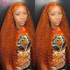 Deep Wave Ginger Orange Lace Front Curly Human Hair Wig Water Wave 13x4 13x6 HD Lace Frontal Wig For Women Brazilian 200 Density