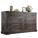 EnHomee 10 Drawer Large Antique Farmhouse wood Dresser and TV Stand with Smooth Metal Rail for Bedroom Storage