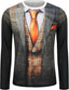 3D Print Realistic Suit Tuxedo Pattern T Shirts Men Long Sleeve Casual Fashion T-shirt Sweatshirt Breathable Streetwear Tshirt