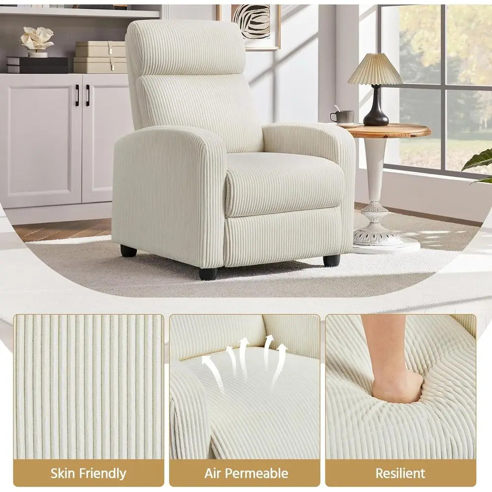 Beige Adjustable Recliner Chair for Home Theater, Living Room, or Bedroom