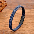 Simple Classic Stainless Steel Bracelet for Women Men Genuine Braided Leather Bangles Special Birthday Party Couple Jewelry Gift