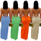 Women's Hollow Out Sleeveless Sexy Knitted Halter Neck Backless Solid Color Dress for Summer 2025