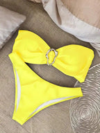 Women Strapless Bikinis Sets Summer Push Up Swimwear Two Pieces Suits Female Sexy Swimsuits Solid Color Lady Backless Beachwear