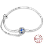 Bracelet Silver 925 Original 17-20CM Star Moon Sun Four Leaf Clover Green Zircon Bracelets Fit DIY Charms Birthday Jewelry Gifts