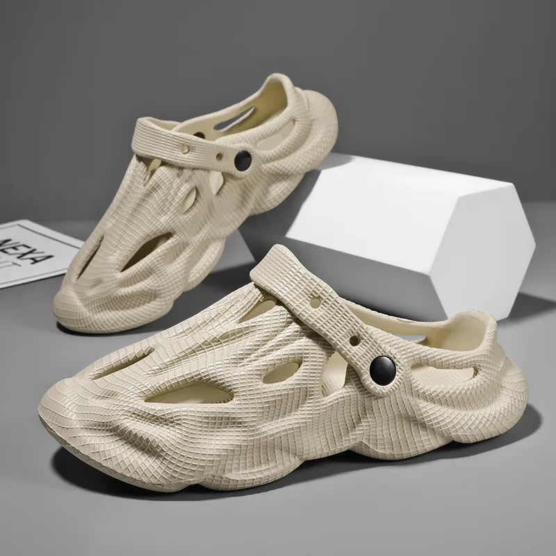 Litfun Summer Clogs Sandals For Men New Outdoor Soft Botton Beach Slippers Anti-slip EVA Garden Shoes Fashion Hollow Hole Shoes