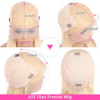 613 Blonde Bob Wig Human Hair Straight 12 Inch 180% Density 13x4 HD Transparent Lace Front Wigs Virgin Brazilian Hair For Women