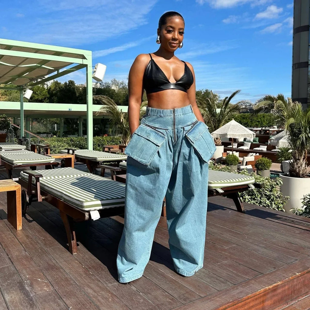 Denim Two Piece Sets Women Coat Jacket Wide Leg Pants Jeans Suits Matching Sets Trousers Outfits 2025/2026 Y2k Streetwear Party