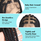 Synthetic Large Box Braided Wigs Jumbo Knotless 360° HD Full Lace Front Wigs For Black Women Jumbo Tribal Braids Faux Locs