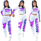 High Quality 2 Piece Outfit for Women Set  Casual Sweat Suit Crop Sweatpant Joggers Tracksuit Fall Clothes Wholesale Dropshpping