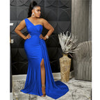 Sexy One Shoulder Elegant Evening Dresses for Women Party Night Mermaid Dress Backless Side Split Bodycon Long Dress Vestidos
