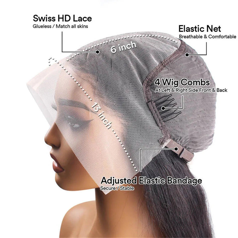 30 Inch Natural Black 360 Lace Front Straight Human Hair Wigs HD Transparant Full Lace 5X5 Glueless Wigs Human Hair Pre Plucked