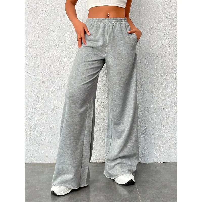Autumn and Winter Gray Wide Leg Casual Sports Drape, Slimming and Versatile Floor Length Women's Pants Secondary image