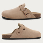 Comwarm Men Suede Clogs Slippers Classic Cork Footbed Mules Women Cozy Fashion Clogs Shoes With Arch Support Men Beach Sandals