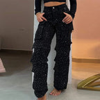 CPSYMYM Bright Drill Women's Work Jeans Chic Multiple Pockets High Waist Button Female Jean  Spring Summer Y2K Lady Streetwear