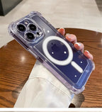 Transparent Magnetic Soft Phone Case For iPhone 17 Air 16 15 14 Plus 13 12 11 Pro Max Wireless Charge Magsafe Shockproof Cover