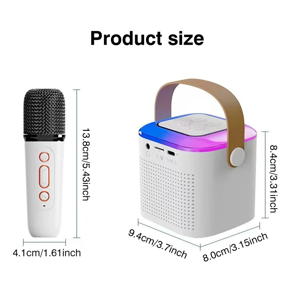 Wireless Karaoke Speaker, RGB Color Lighting, Two Microphones Rechargeable Battery, for Family Karaoke, Parties, Birthday Gifts