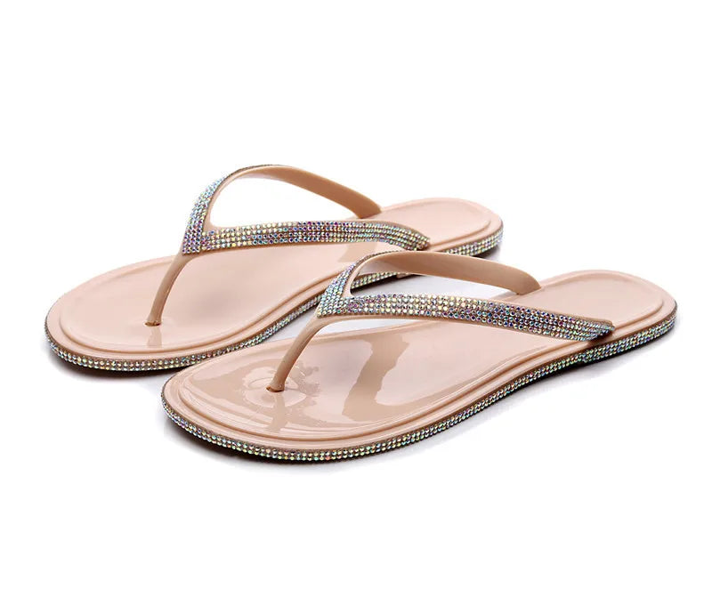 EOFK Summer Jelly Slippers Women Butterfly PVC Sweet Beach Pull On Flat Solid Ladies Versatile Fashion Anti slip Slippers