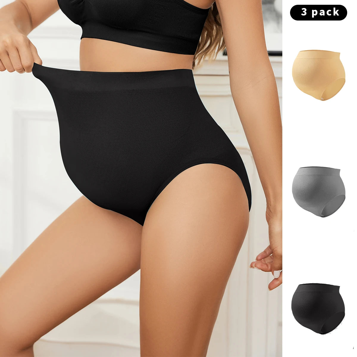 3 pcs New Breathable And Comfortable High Waisted Underwear For Seamless And Tight Fitting Pregnant Women Main image
