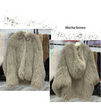 Fox Fur Coat Women's Winter Fashion Warm 100% Fox Fur Coat Hooded Long Sleeved Sweet Women's Luxury Designer Coat