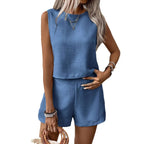 Summer Shorts Sets Women 2026 Fashion Sleeveless Loose Tank Tops And Short Pants Two Piece Sets Women Outfit Casual Femme Suit