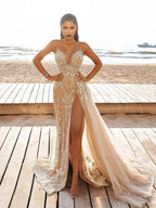 Wedding Party Dress Female Evening Elegant Sexy Deep V Neck Strap Sleeveless Sequined Long Maxi Dresses for Women 2026